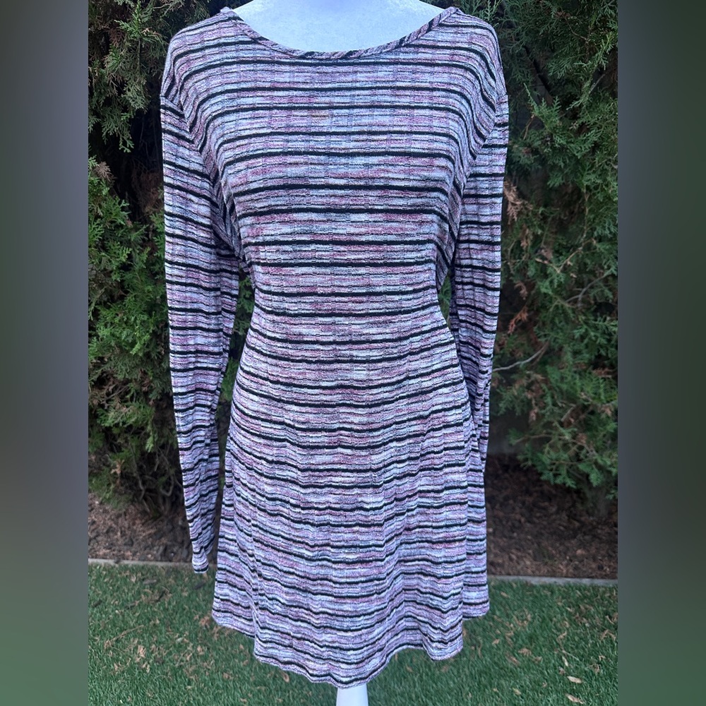 Women’s Love Fire Space Dyed Striped Long SleeveT Shirt Dress size Large